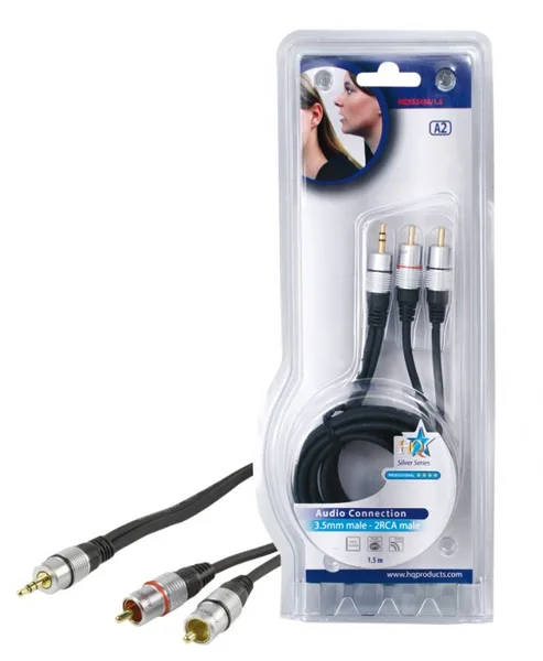 HQ Audiokabel 2cinch naar 3.5mm jack